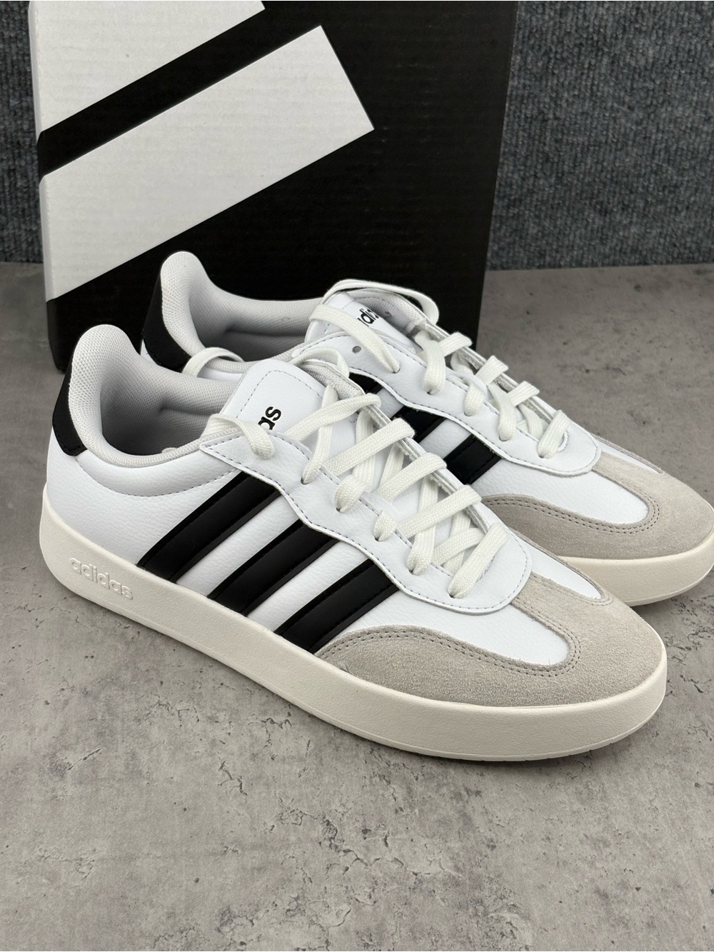 adidas Women’s White Black Suede-Trim Sneakers